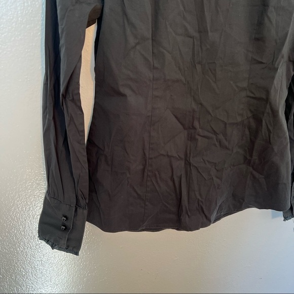 Ann Taylor Button Down Blouse Black Ruffle - Picture 9 of 9